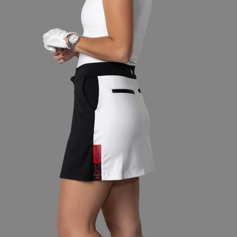NWT Latona Elizabeth Golf Skort Womens Medium Black White Pockets Stretch $115